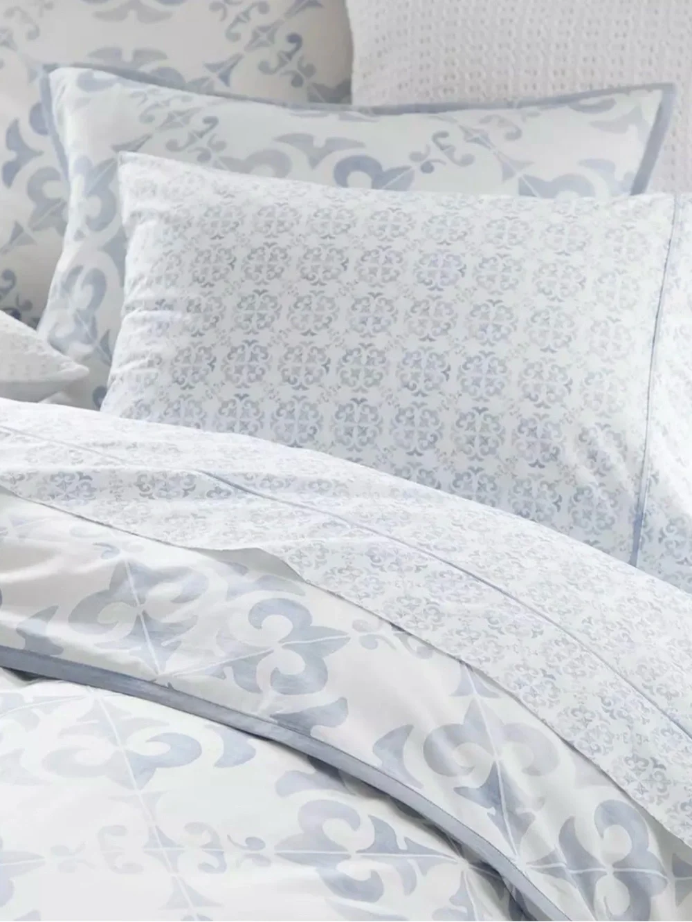 Serena & Lily Wentworth Percale Duvet Cover in Light Blue and White